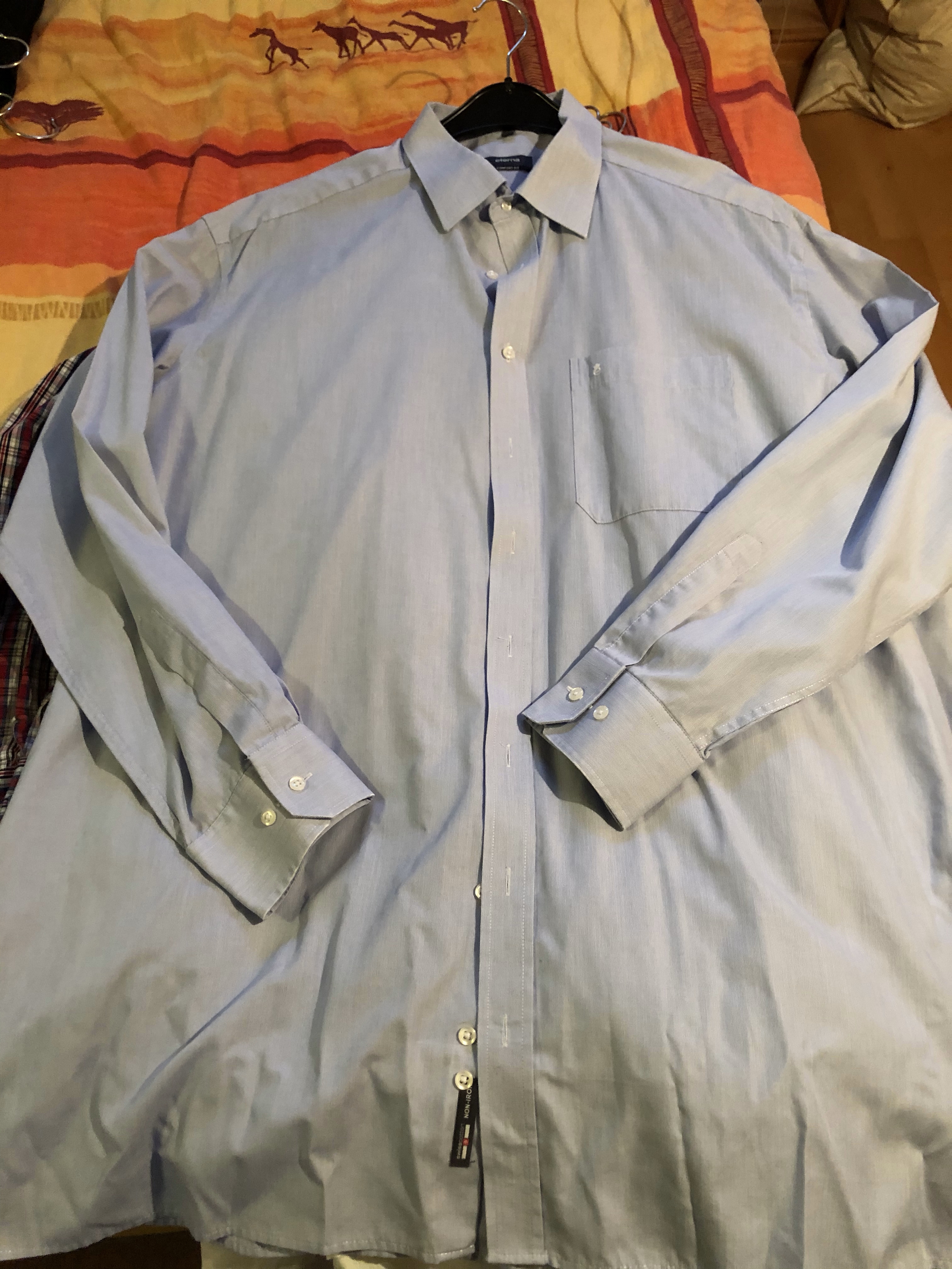 Eterna Langarm Comfort Fit blau gestreift