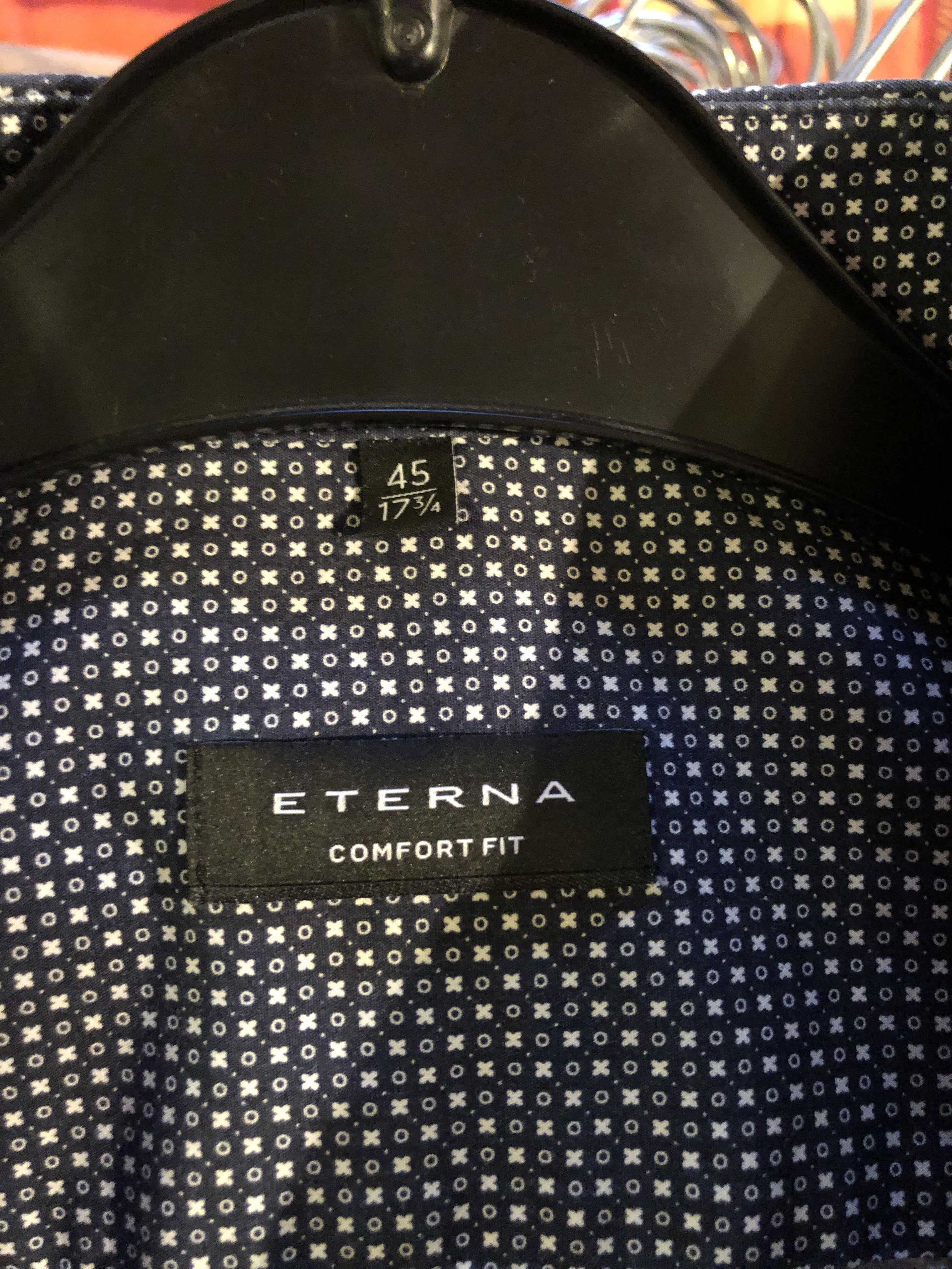 Eterna Langarm Comfort Fit blaue Punkte