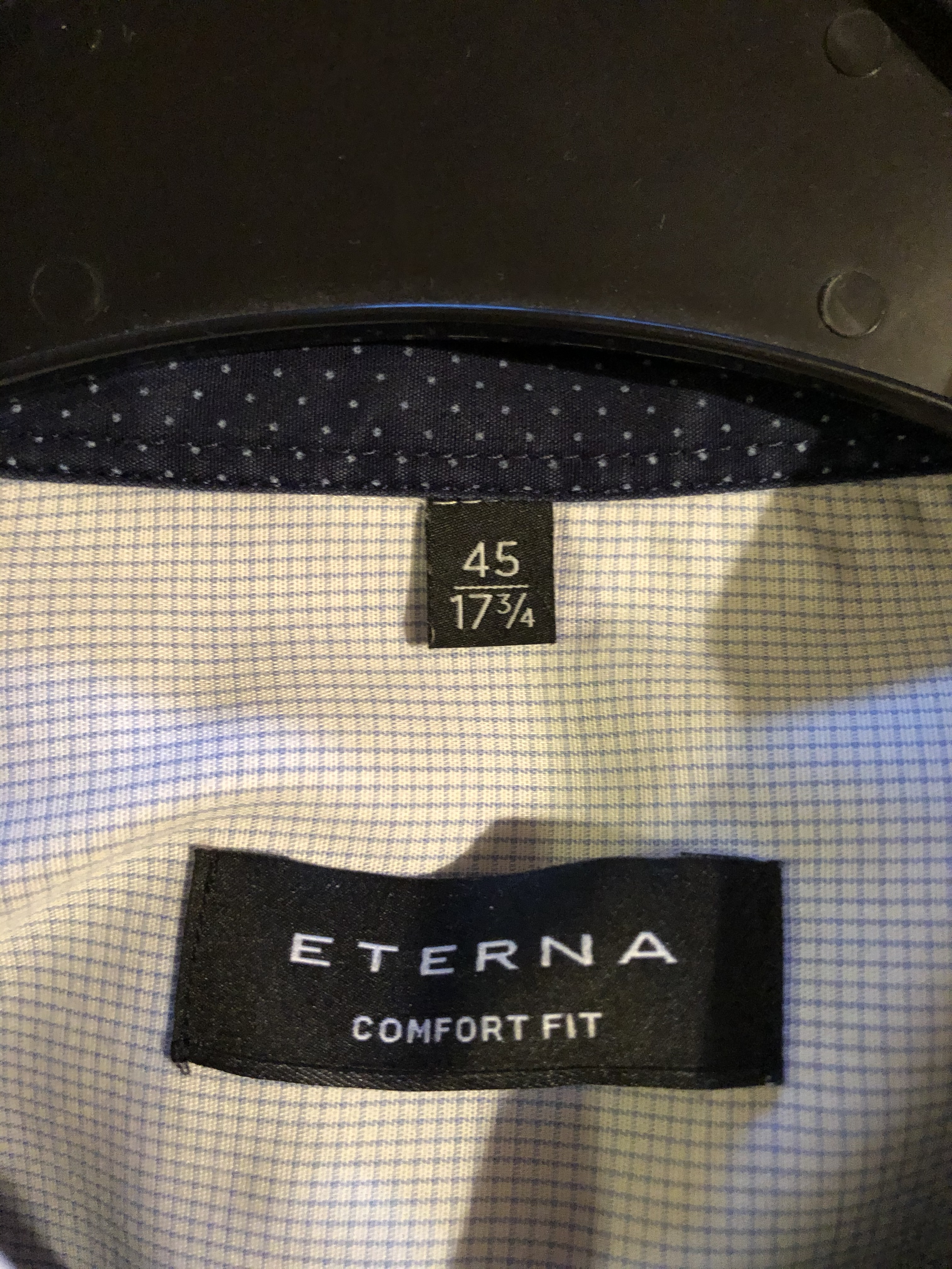 Eterna Langarm Comfort Fit blaue Punkte