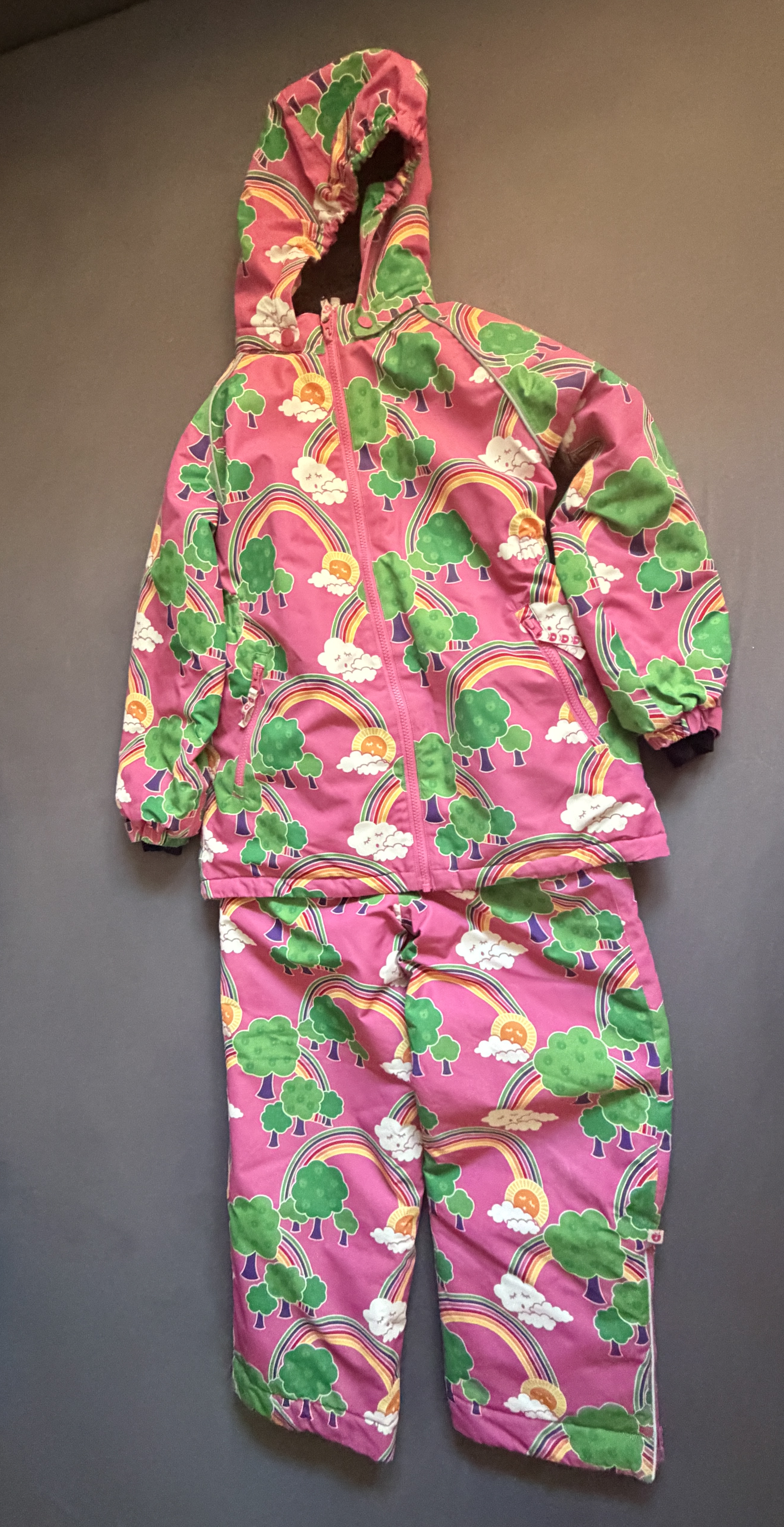 Smafolk Ski-Schnee-Set "Regenbogen" in pink Jacke mit Hose
